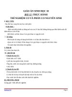 Giáo án Sinh học 10 bài 12: Thực hành thí nghiệm co và phản co nguyên sinh