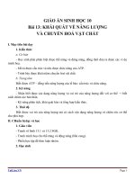 Giáo án Sinh học 10 bài 13: Khái quát về năng lượng và chuyển hóa vật chất