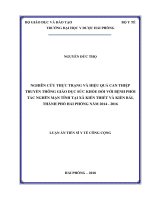 Nghiên cứu thực trạng và hiệu quả can thiệp truyền thông giáo dục sức khỏe đối với bệnh phổi tắc nghẽn mạn tính tại xã Kiến Thiết và Kiền Bái, thành phố Hải Phòng năm 20142016.