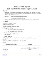 Giáo án Sinh học 10 bài 3: Các nguyên tố hóa học và nước