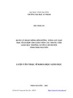 Quản lý hoạt động bồi dưỡng năng lực dạy học tích hợp cho giáo viên các trung tâm giáo dục thường xuyên cấp huyện tỉnh thái nguyên 