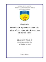 Nghiên cứu hệ thống bảo vệ các bộ tụ bù tại trạm biến áp 110kv tại tp hồ chí minh 