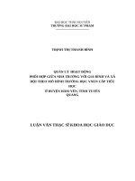 Quản lý hoạt động phối hợp giữa nhà trường với gia đình và xã hội theo mô hình trường học VNEN cấp tiểu học ở huyện hàm yên, tỉnh tuyên quang 