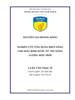 Nghiên cứu ứng dụng điện năng cho máy bơm nước từ pin năng lượng mặt trời 