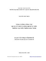 Tăng cường công tác quản lý chất lượng dịch vụ viễn thông tại viễn thông bắc ninh 
