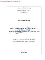 Hoàn thiện cơ cấu tổ chức bộ máy kế toán kho bạc nhà nước đến năm 2020  