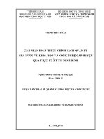 Giải pháp hoàn thiện chính sách quản lý nhà nước về Khoa học và Công nghệ cấp huyện qua thực tế ở tỉnh Ninh Bình (Luận văn thạc sĩ)