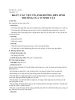 Giáo án Sinh học 10 bài 27: Các yếu tố ảnh hưởng đến sinh trưởng của VSV