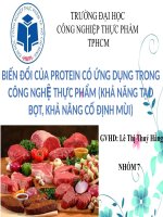 Biến đổi của protein có ứng dụng trong công nghệ thực phẩm (tạo bọt và cố định mùi)