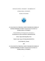 AN ANALYSIS OF FACTORS THAT AFFECT DECISION OF SCHOOL OF BUSINESS FRESHMEN STUDENT (YEAR OF 2012) TO STUDY AT INTERNATIONAL UNIVERSITY