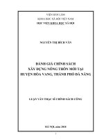 Đánh giá chính sách xây dựng Nông thôn mới tại huyện Hòa Vang, thành phố Đà Nẵng (Luận văn thạc sĩ)