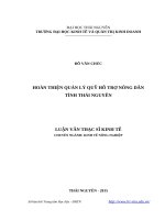 Hoàn thiện quản lý quỹ hỗ trợ nông dân tỉnh thái nguyên 