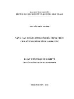 Nâng cao chất lượng cán bộ, công chức của sở tài chính tỉnh hải dương 