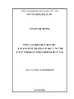Nâng cao hiệu quả giáo dục lý luận chính trị cho cán bộ cấp cơ sở huyện Nho Quan tỉnh Ninh Bình hiện nay (Luận văn thạc sĩ)