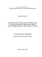Giải pháp tăng cường quản lý sử dụng vốn ngân sách nhà nước trong phát triển nông nghiệp huyện ba chẽ tỉnh quảng ninh 