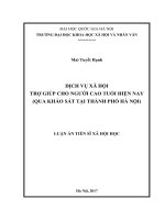 Dịch vụ xã hội trợ giúp cho người cao tuổi hiện nay (qua khảo sát tại thành phố hà nội) 