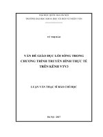 Vấn đề giáo dục lối sống trong chương trình truyền hình thực tế trên kênh VTV3 