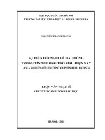 Sự biến đổi nghi lễ hầu đồng trong tín ngưỡng thờ mẫu hiện nay (qua nghiên cứu trường hợp tỉnh hải dương) 