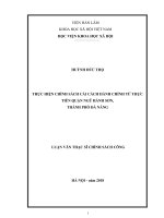 Thực hiện chính sách cải cách hành chính từ thực tiễn quận Ngũ Hành Sơn, thành phố Đà Nẵng (Luận văn thạc sĩ)