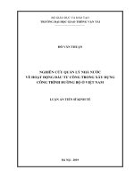 Nghiên cứu quản lý nhà nước về hoạt động đầu tư công trong xây dựng công trình đường bộ ở việt nam