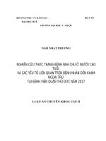 Nghiên cứu thực trạng viêm nha chu ở người cao tuổi và các yếu tố liên quan trên bệnh nhân đến khám ngoại trú tại bệnh viện Quận Thủ Đức năm 2017