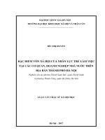 Đặc điểm vốn xã hội của nhân lực trẻ làm việc tại các cơ quan, doanh nghiệp nhà nước trên địa bàn thành phố hà nội (nghiên cứu tại phường thanh xuân bắc, quận thanh xuân và phường thành công, quận ba đình,  