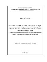 Vai trò của nhân viên công tác xã hội trong truyền thông cho phụ nữ có con dưới 36 tháng tuổi  nghiên cứu trường hợp nhân viên công tác xã hội tại ban gia đình xã hội   trung ương hội liên hiệp phụ nữ việt nam 