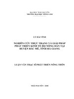 Nghiên cứu thực trạng và giải pháp phát triển kinh tế hộ nông dân tại huyện bắc mê, tỉnh hà giang 