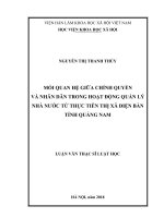 Mối quan hệ giữa chính quyền và nhân dân trong hoạt động quản lý nhà nước từ thực tiễn thị xã Điện Bàn, tỉnh Quảng Nam (Luận văn thạc sĩ)