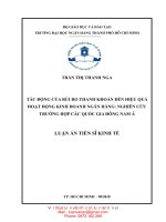 Tác động của rủi ro thanh khoản đế hiệu quả hoạt động kinh doanh ngân hàng