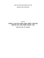 ĐỀ TÀI: NÂNG CAO KỸ NĂNG ĐỌC HIỂU CHO HS TRONG KỲ THI THPT QUỐC GIA