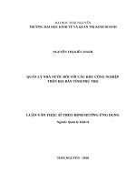 Quản lý nhà nước đối với các khu công nghiệp trên địa bàn tỉnh phú thọ 