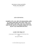 Nghiên cứu các yếu tố ảnh hưởng đến sự thỏa mãn đối với công việc của nhân viên làm việc tại các cơ quan nhà nước quản lý trong lĩnh vực xây dựng tại tỉnh bình dương 