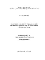 Phát triển các khu đô thị du lịch biển theo hướng bền vững tại huyện vân đồn, tỉnh quảng ninh 