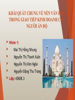 KHÁI QUÁT CHUNG VỀ NỀN VĂN HÓA TRONG GIAO TIẾP KINH DOANH CỦA NGƯỜI ẤN ĐỘ