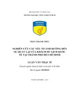 Nghiên cứu các yếu tố ảnh hưởng đến sự quay lại của khách du lịch quốc tế tại thành phố hồ chí minh 