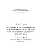 Nghiên cứu các yếu tố ảnh hưởng đến sự hài lòng của khách du lịch quốc tế đối với điểm đến du lịch phú quốc   tỉnh kiên giang 