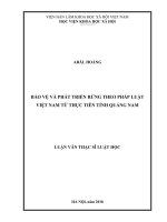 Bảo vệ và phát triển rừng theo pháp luật Việt Nam từ thực tiễn tỉnh Quảng Nam (Luận văn thạc sĩ)