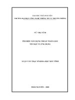 Tìm hiểu xây dựng thuật toán giấu tin mật và ứng dụng (Luận văn thạc sĩ)