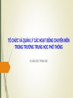 Slide tổ chức quản lý các hoạt động chuyên môn trong trường trung học phổ thông