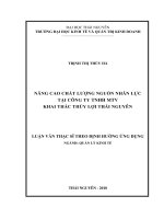 Nâng cao chất lượng nguồn nhân lực tại Công ty TNHH MTV khai thác thủy lợi Thái Nguyên (Luận văn thạc sĩ)
