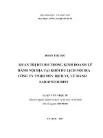 Quản trị rủi ro trong kinh doanh lữ hành nội địa tại khối du lịch nội địa công ty tnhh mtv dịch vụ lữ hành saigontourist 