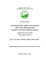 Giải pháp phát triển nuôi trồng thủy sản trên địa bàn huyện vị xuyên, tỉnh hà giang 