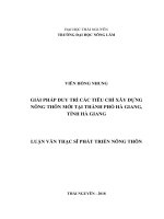 Giải pháp duy trì các tiêu chí xây dựng nông thôn mới tại thành phố hà giang, tỉnh hà giang 