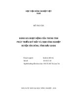 Đánh giá hoạt động của trung tâm phát triển quỹ đất và cụm công nghiệp huyện yên dũng, tỉnh bắc giang 