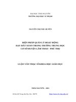 Biện pháp quản lý hoạt động dạy hát xoan trong trường trung học cơ sở huyện lâm thao, phú thọ 