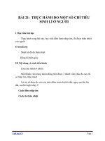 Giáo án Sinh học 11 bài 21: Thực hành đo một số chỉ tiêu sinh lý ở người