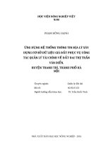 Ứng dụng hệ thống thông tin địa lý xây dựng cơ sở dữ liệu giá đất phục vụ công tác quản lý tài chính về đất đai thị trấn văn điển, huyện thanh trì, thành phố hà nội 