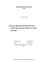 Đánh giá hiệu quả sử dụng đất nông nghiệp trên địa bàn huyện ý yên, tỉnh nam định 