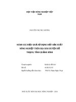 Đánh giá hiệu quả sử dụng đất sản xuất nông nghiệp trên địa bàn huyện bố trạch, tỉnh quảng bình 